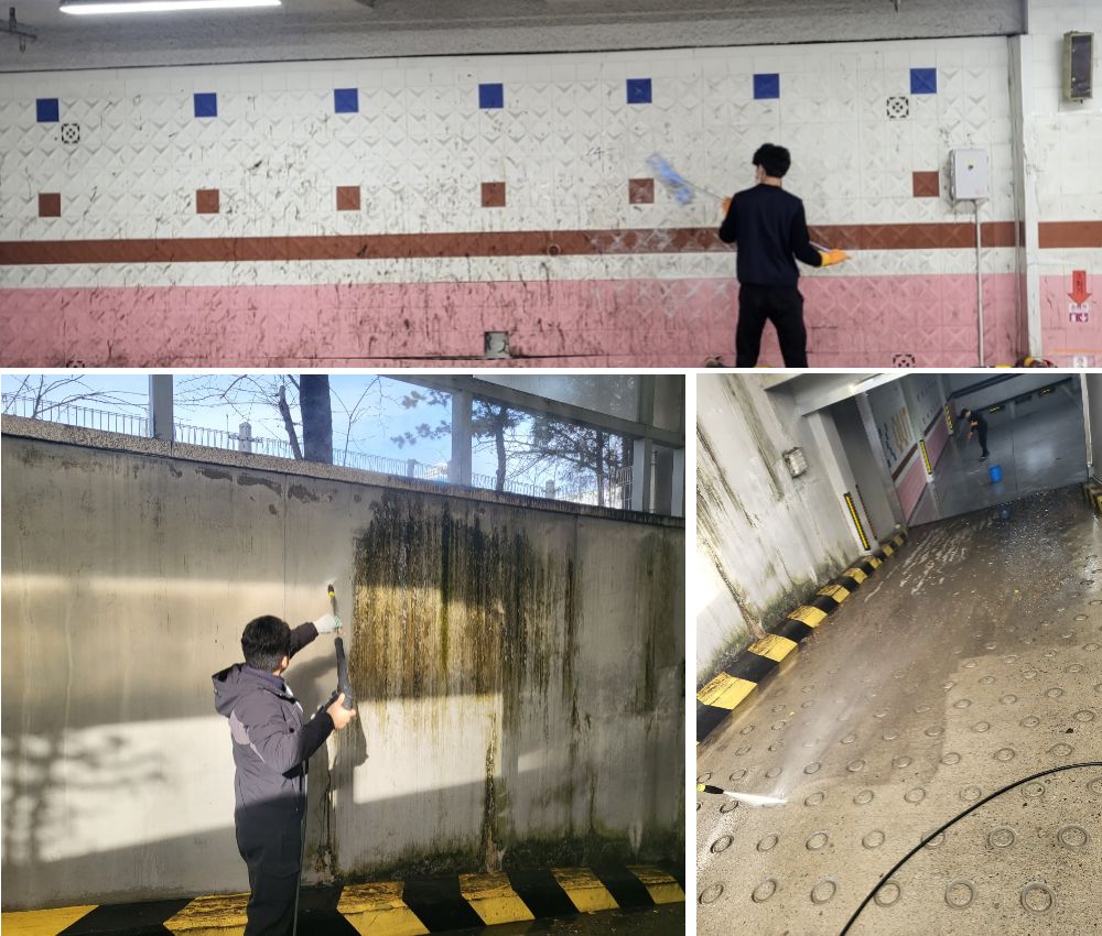 수원 주차장 청소 - 망포동 주민을 위한 깨끗한 주차 환경 관한 작업사진입니다.